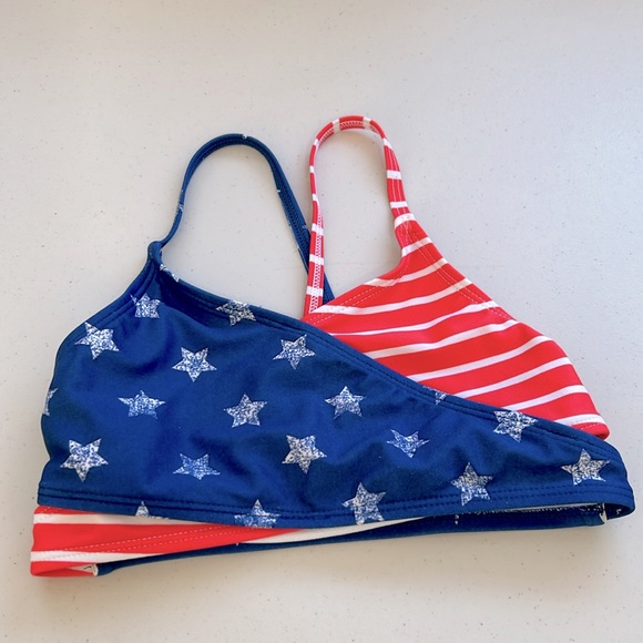 Art Class Kids Swimsuit Red White Blue Bikini Set size Small - Picture 2 of 7